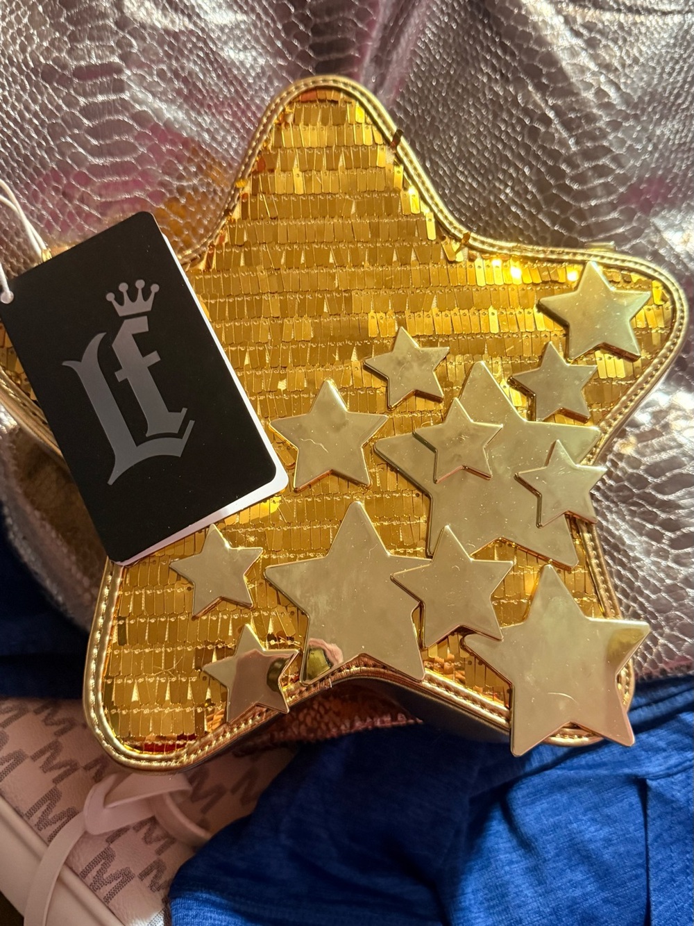 Loungefly Metallic Gold Star-Shaped Crossbody Bag with Star Studs